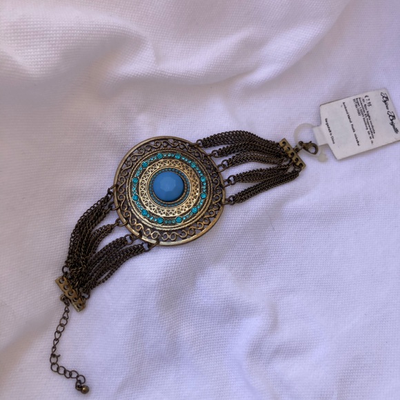 Bronze and Turquoise Shield and Chain Bracelet from Italy. NWT! - Picture 2 of 6